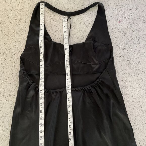 Free People Dress M Black Square Neck Halter Happy Hour Slit Side Midi - Picture 7 of 13